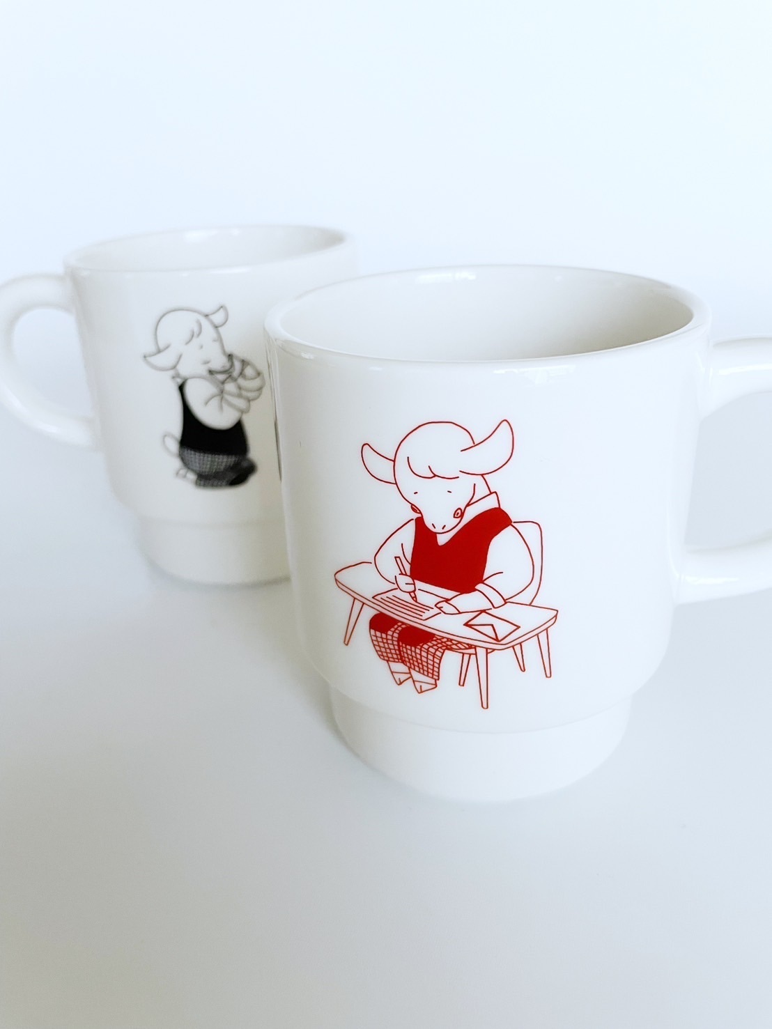 ヤギと手紙マグ（赤）