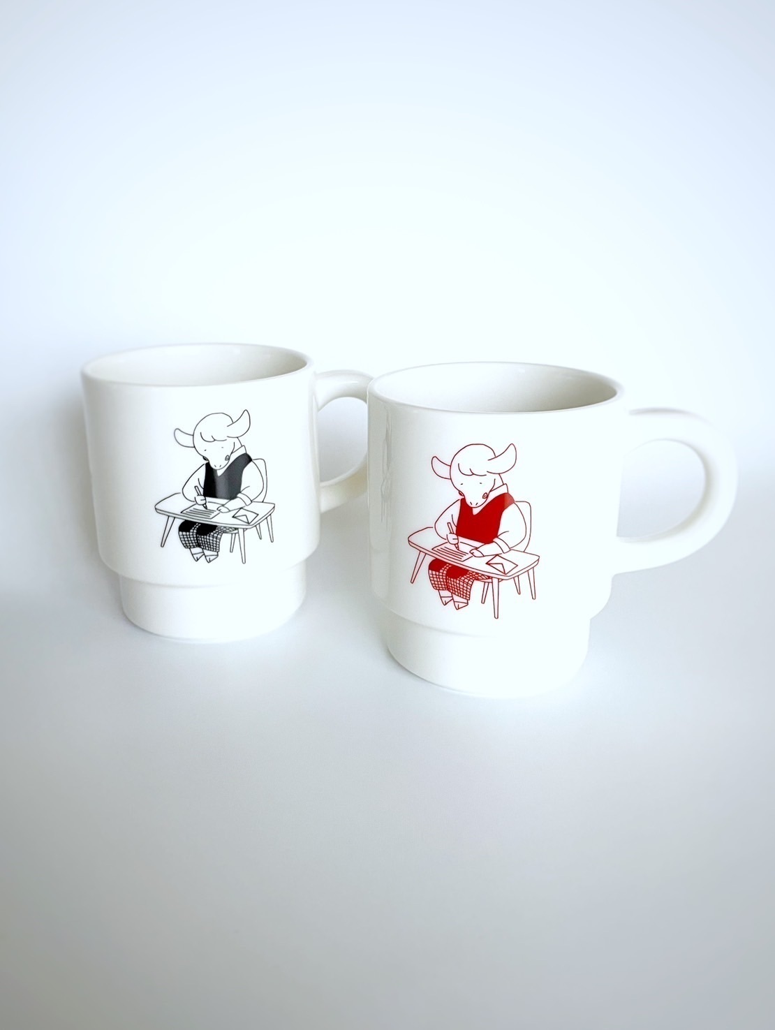 ヤギと手紙マグ（赤）