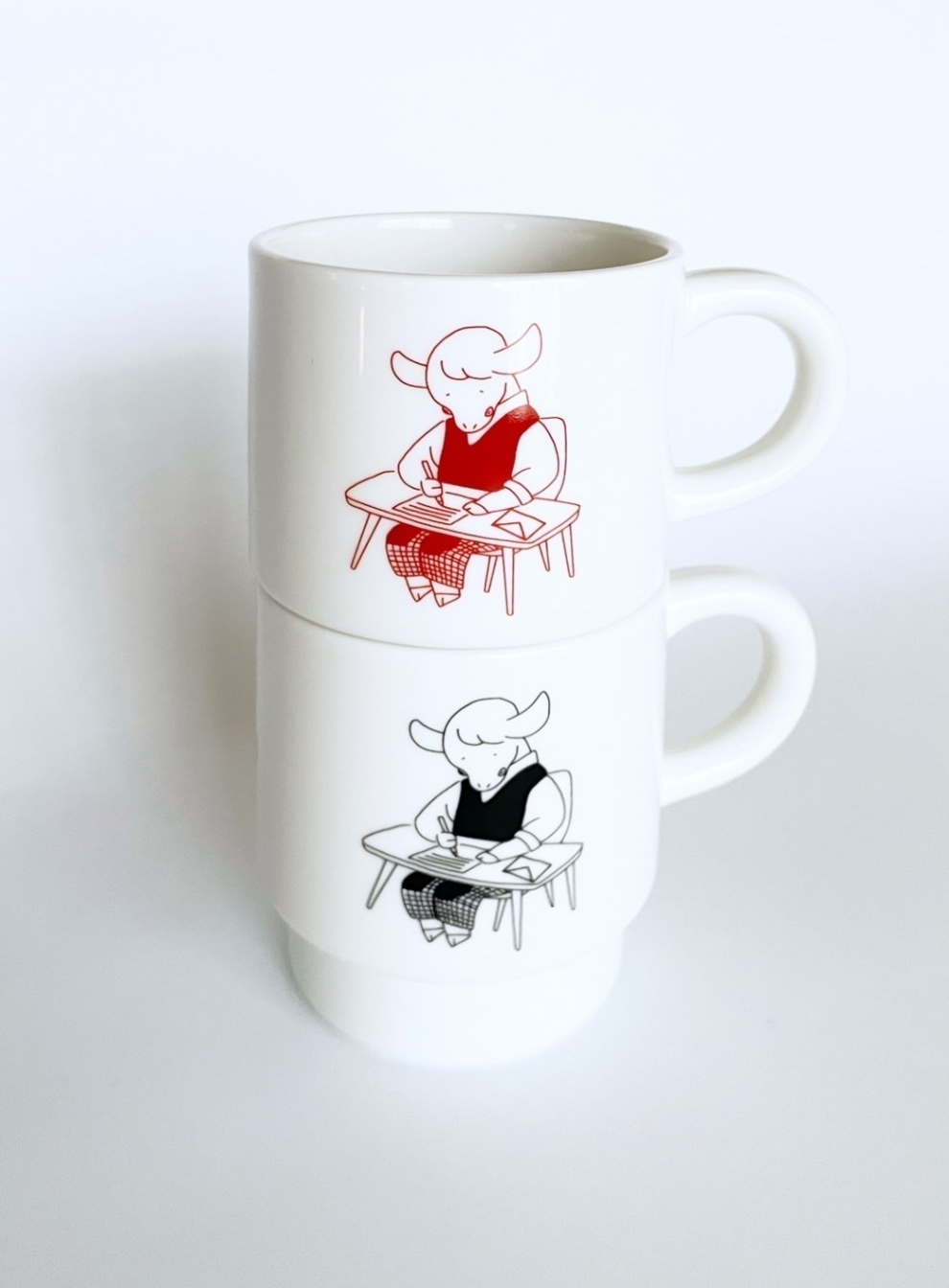 ヤギと手紙マグ（赤）