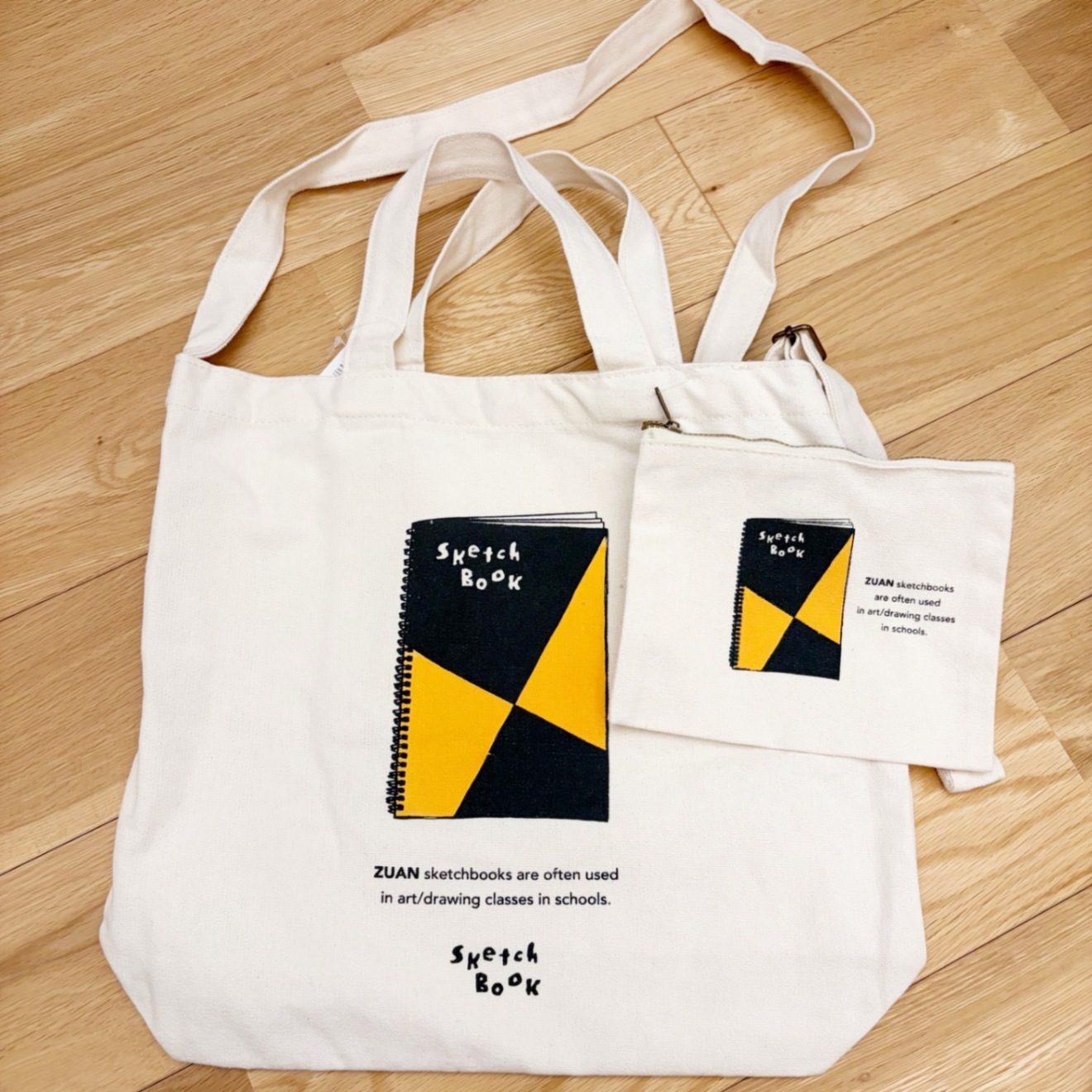 Old Resta ポーチ付き2wayトートバッグ〈スケッチブック〉