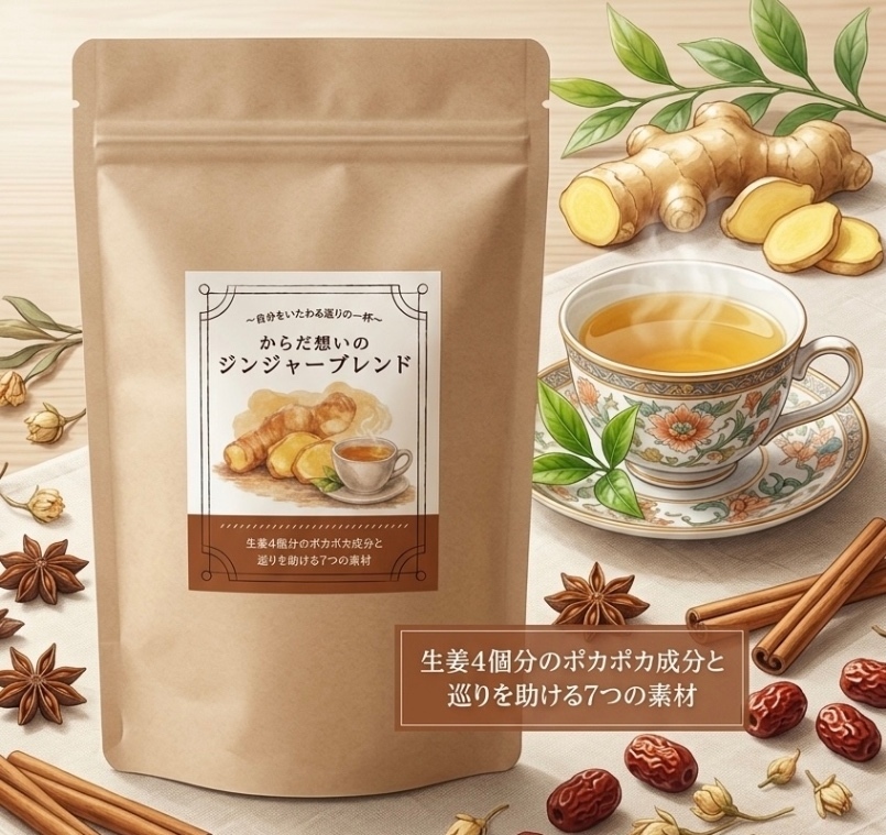 からだ想いのジンジャーブレンド
〜自分をいたわる、巡りの一杯〜