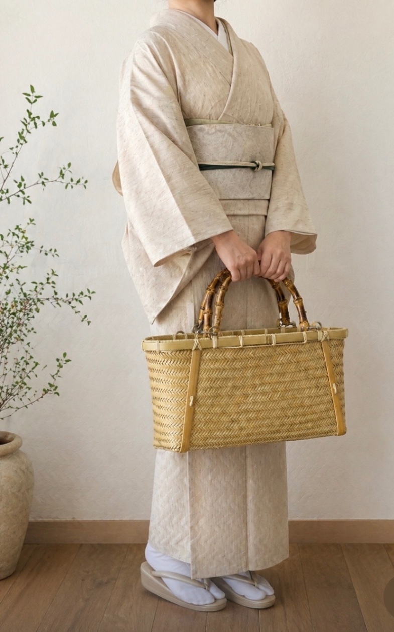 【一点物】国産真竹 竹かごバッグ｜手仕事の編み美と経年変化を楽しむ工芸品