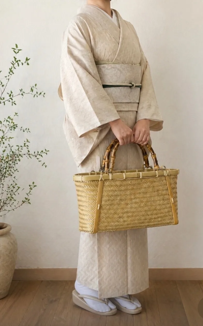 【一点物】国産真竹 竹かごバッグ｜手仕事の編み美と経年変化を楽しむ工芸品
