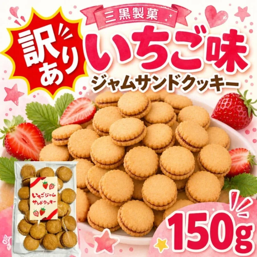 いちごジャムサンドクッキー アウトレット品 訳あり 大容量 三黒製菓 クッキー おかし オフ会