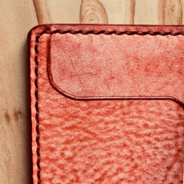 #003【情熱の赤】雪のような白から艶やかな深紅へ。職人一目惚れの総手縫い名刺入れ 一点もの