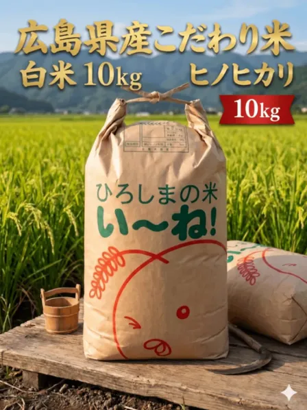 【農家直送】広島県産ヒノヒカリ 10kg 白米　玄米　可　お米　米　粒立ちの良い米（玄米/白米対応）