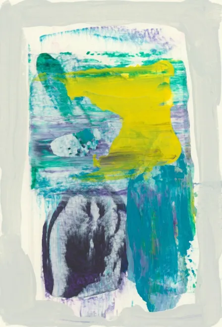 抽象絵画 原画｜はがきサイズの小さな額装作品「gardener series 180516-01」