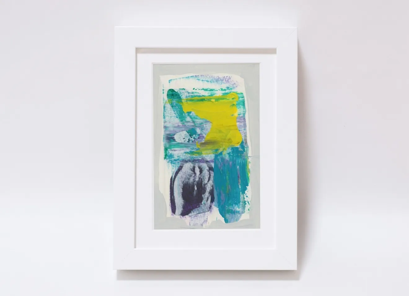 抽象絵画 原画｜はがきサイズの小さな額装作品「gardener series 180516-01」
