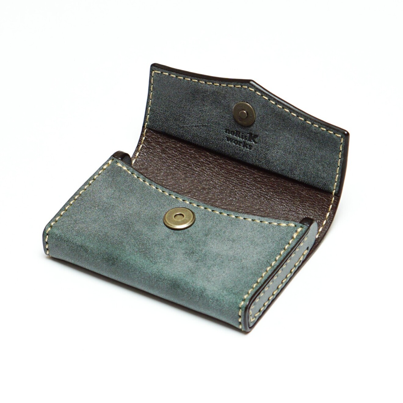 【本革】名刺入れ「縁箱（えにしばこ）」 国産ロロマレザー／大容量グリーン