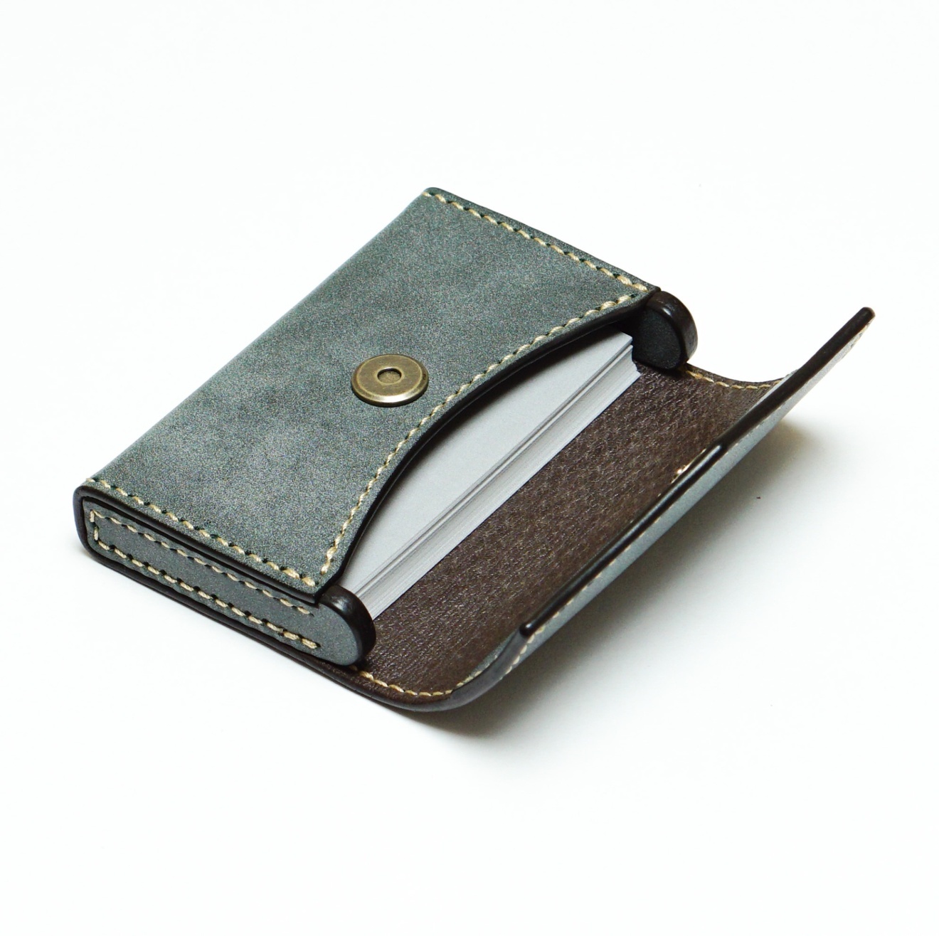 【本革】名刺入れ「縁箱（えにしばこ）」 国産ロロマレザー／大容量グリーン