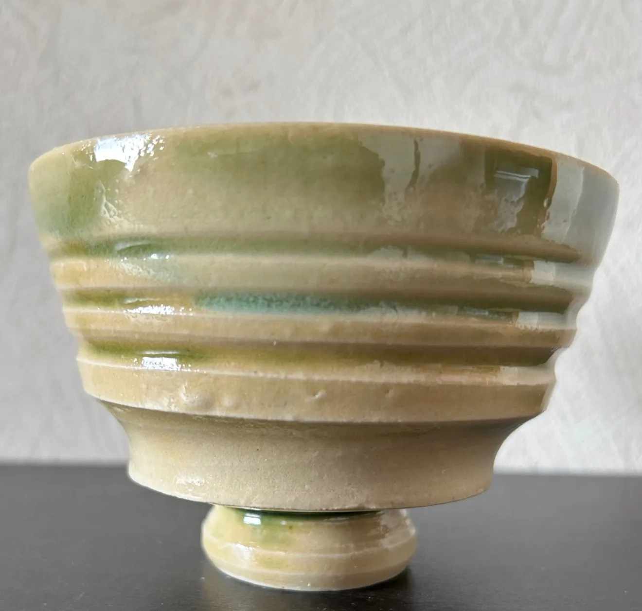 織部釉轆轤(ろくろ)茶碗 受賞作家作品 一点物 陶器 器 和食器