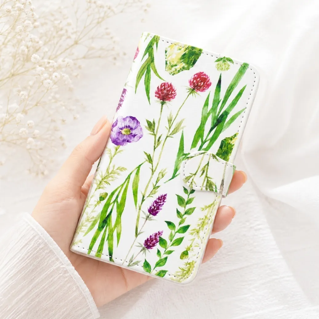 手描き水彩画 ˖⁺ 見るたび癒される ˖⁺ ボタニカル柄の手帳型スマホケース iPhone対応