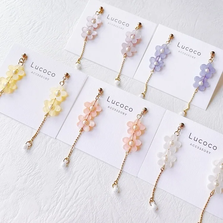 🌷フラワーモチーフ揺れるピアス（イヤリング）｜パステルカラー ｜選べるカラー