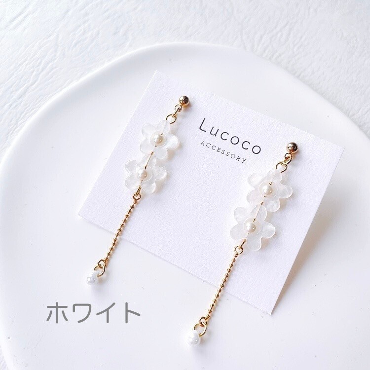 🌷フラワーモチーフ揺れるピアス（イヤリング）｜パステルカラー ｜選べるカラー