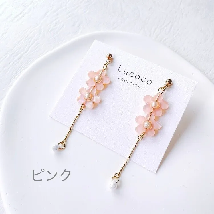 🌷フラワーモチーフ揺れるピアス（イヤリング）｜パステルカラー ｜選べるカラー