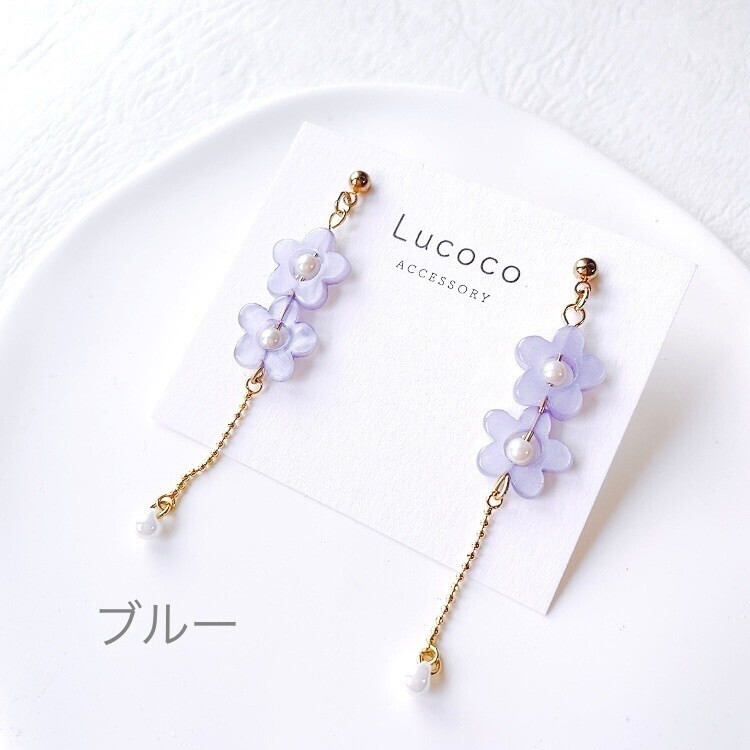 🌷フラワーモチーフ揺れるピアス（イヤリング）｜パステルカラー ｜選べるカラー