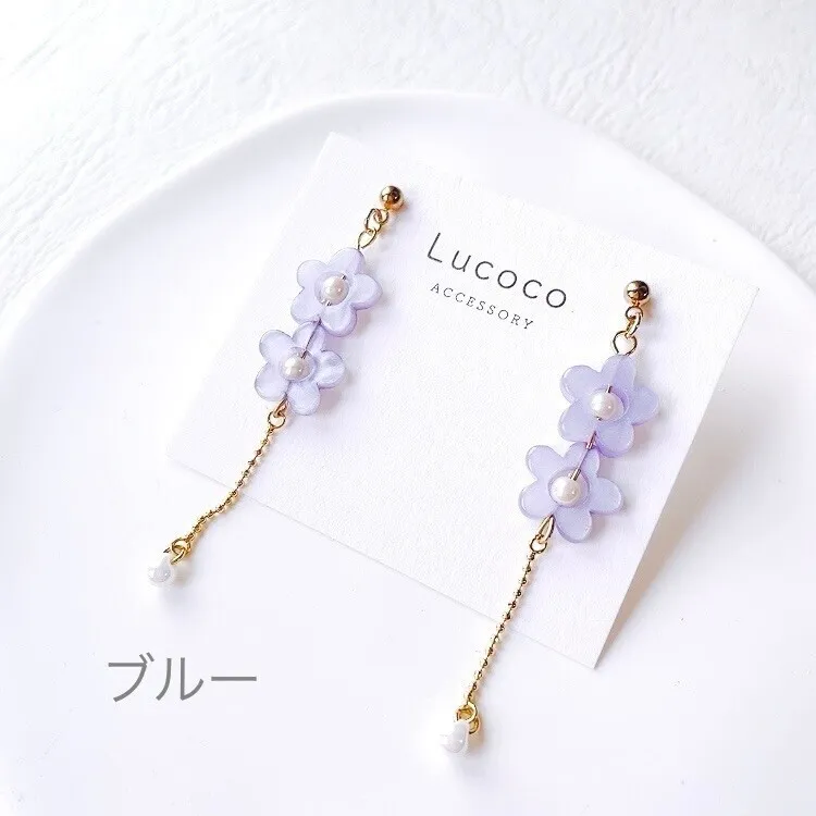 🌷フラワーモチーフ揺れるピアス（イヤリング）｜パステルカラー ｜選べるカラー