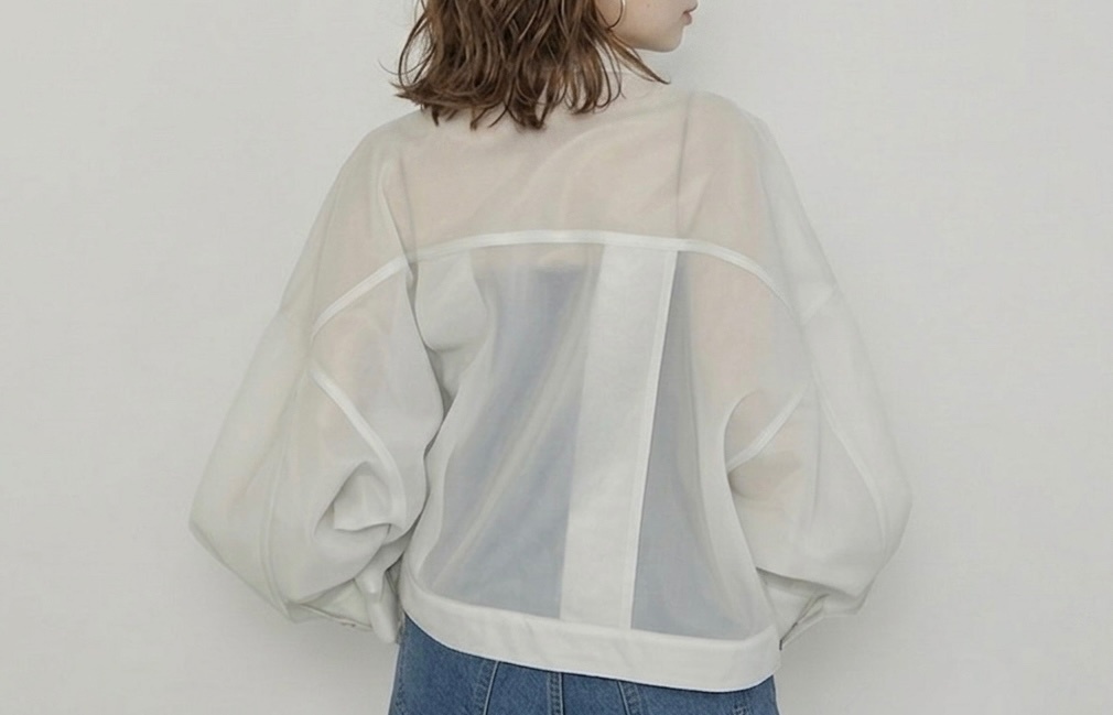 Sheer Ponte Drawstring Jacket / シアーダンボールジャケット