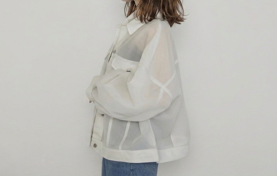 Sheer Ponte Drawstring Jacket / シアーダンボールジャケット