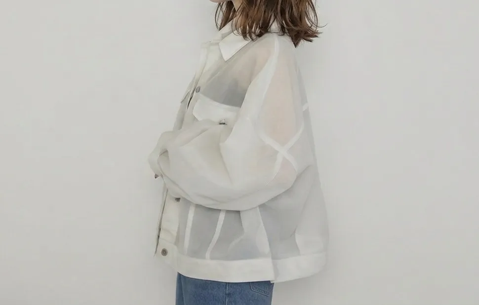 稼祭🔥Sheer Ponte Drawstring Jacket / シアーダンボールジャケット
