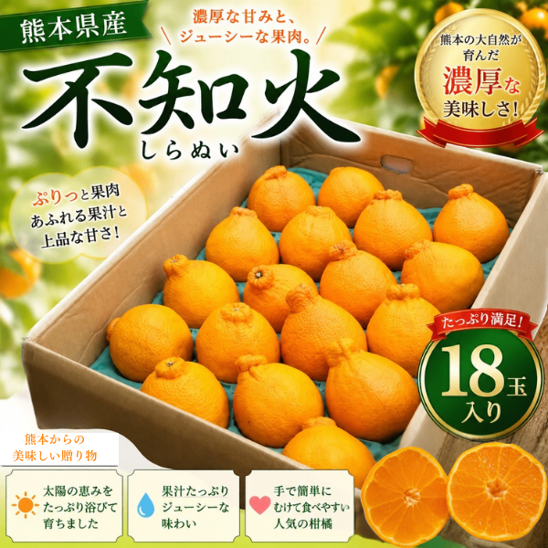 熊本県産 不知火 18玉入り 濃厚な甘みとジューシーな果肉 柑橘 フルーツ