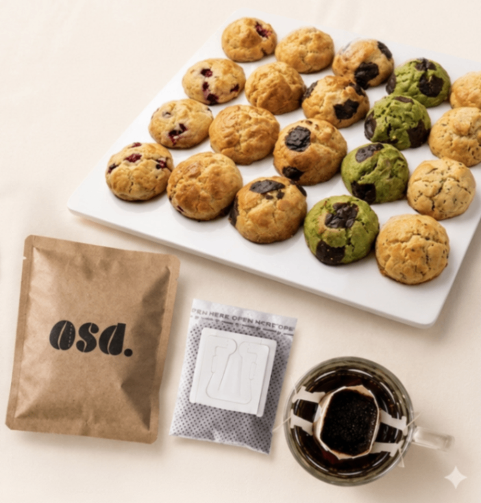 あさだ珈琲 × eMbakeryコラボセット♡
あさだ珈琲6パック（6杯分）＋米粉スコーン6個
