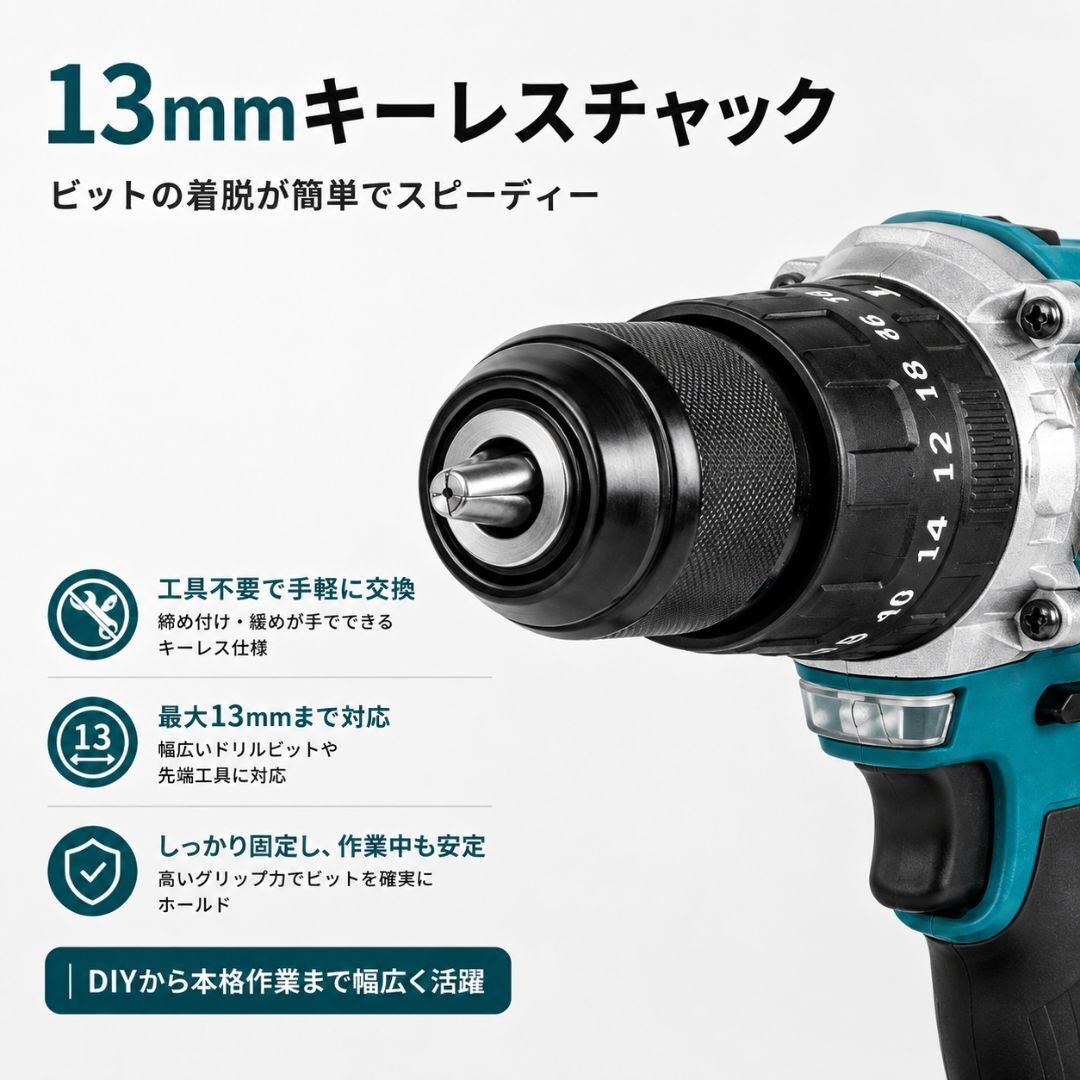 BL 電動ドライバー マキタ互換 18V ブラシレスモーター 2段階スピード LEDライト