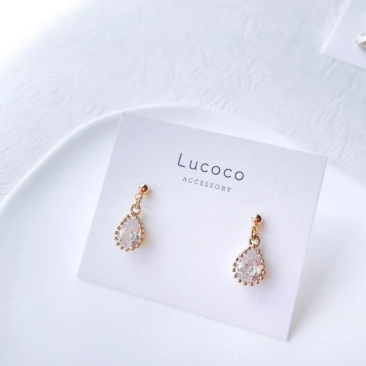 ✨しずく型キュービックジルコニアピアス/イヤリング｜シンプルデザイン
