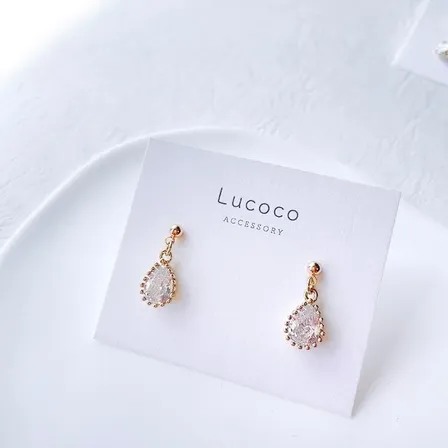 ✨しずく型キュービックジルコニアピアス/イヤリング｜シンプルデザイン