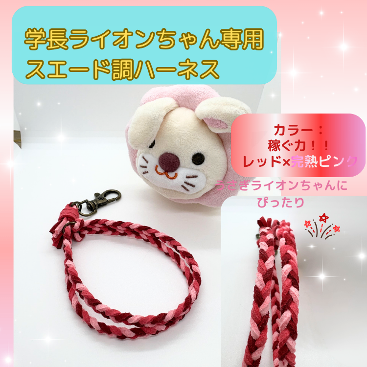 稼ぐ力🩷レッド×完熟ピンク【ハンドメイド】学長ぬいぐるみ専用ハーネス☆