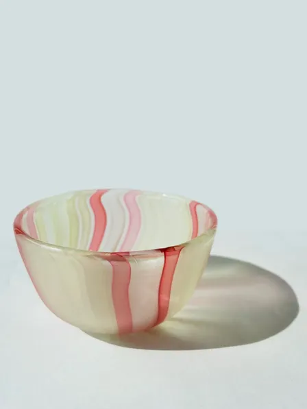 吹きガラス_器_Bowl_Flow Line – Honey Coral –