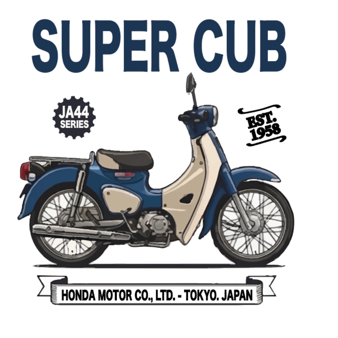 リベ特別価格⭐️ホンダ スーパーカブ JA44 ヘリテージデザイン ワンポイントTシャツ（ホワイト）