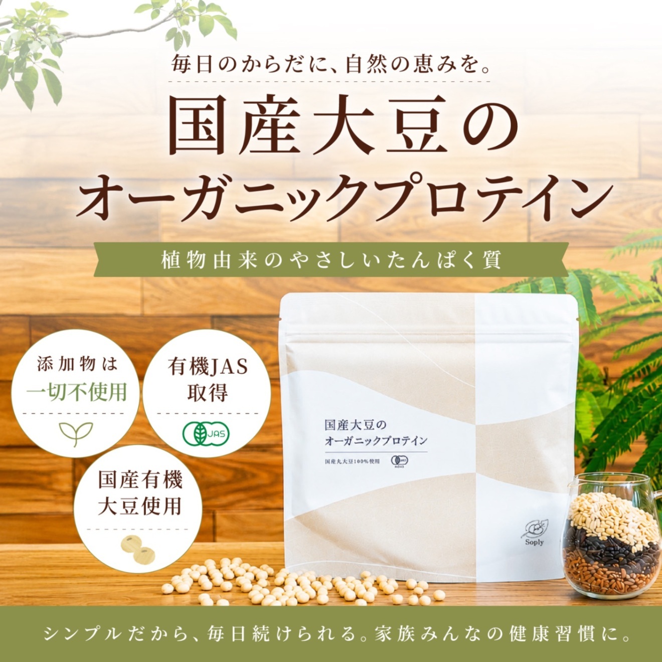 国産有機大豆のオーガニックプロテインSoply