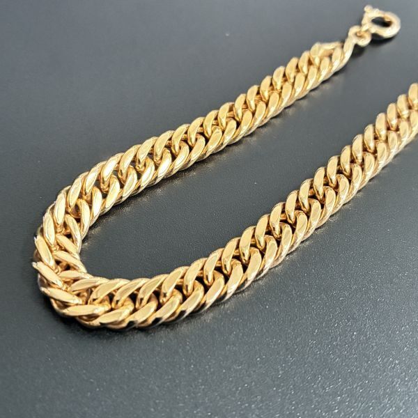【フランス製・K18GF】ダブル喜平ブレスレット 18cm ゴールドフィルド 金張り