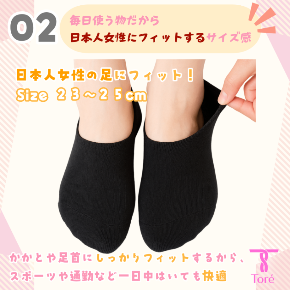 Toré 摩擦試験3000回 底パイル くるぶしソックス 23-25cm 綿 破れにくい 6足 黒