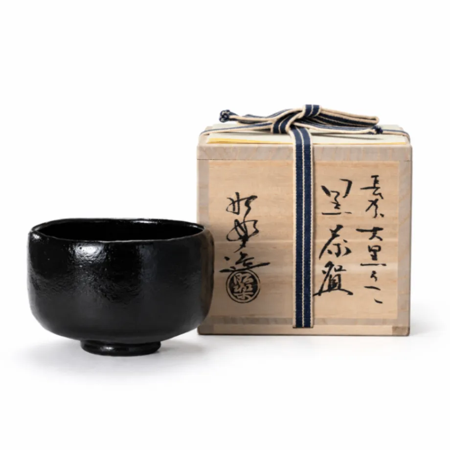 佐々木昭楽 長次郎大黒写黒茶碗 共箱 茶道具 茶道具 抹茶茶碗】 黒楽茶碗 長次郎写「大黒」（おおぐろ） 佐々木昭楽