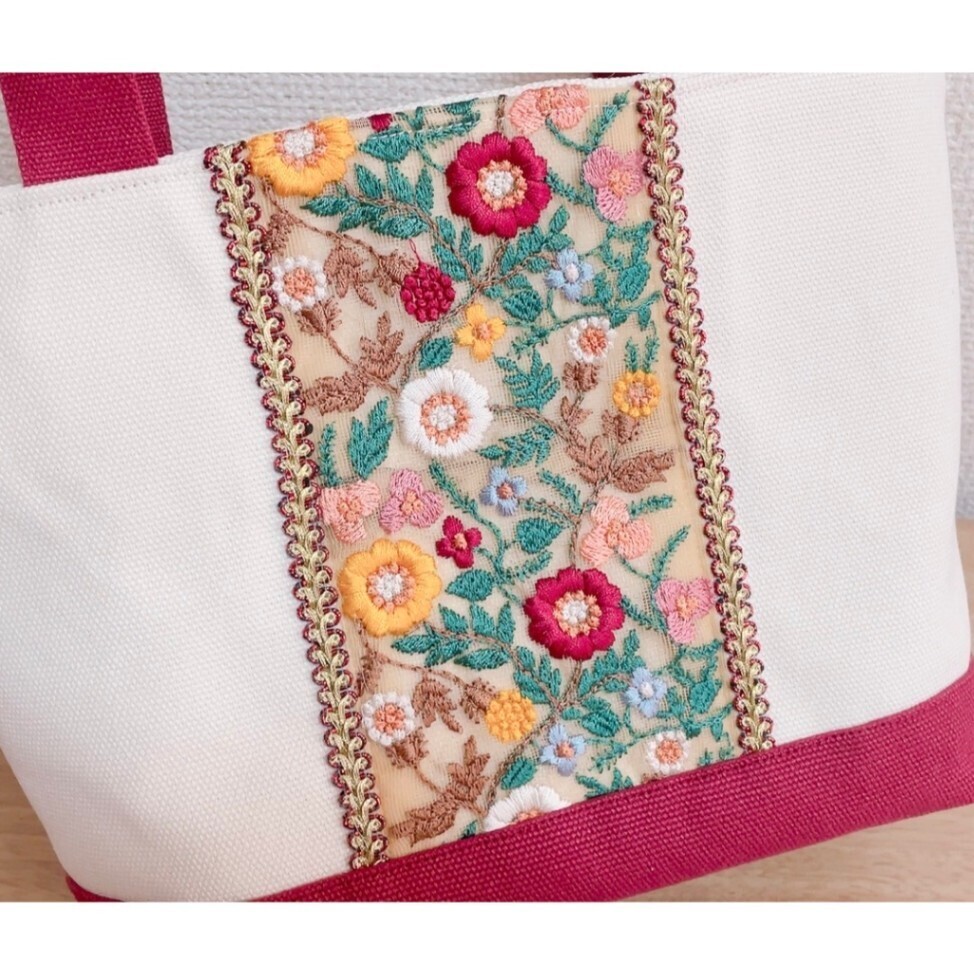 Sサイズバッグ　インド刺繍リボン　8（ハンドメイド）