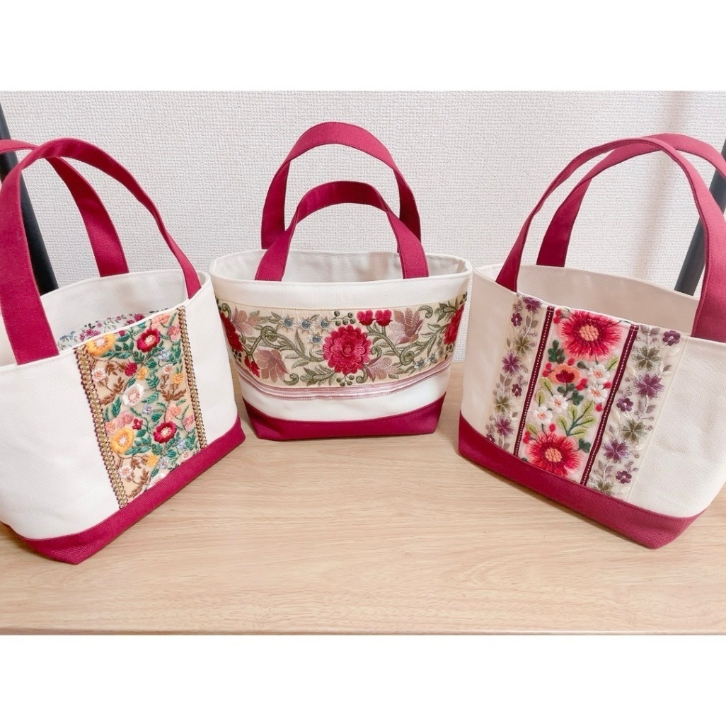 Sサイズバッグ　インド刺繍リボン　8（ハンドメイド）