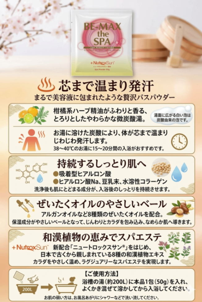 【美容液のような微炭酸入浴剤】BE-MAX ザ・スパ（the SPA）1袋　サロン専売・正規品