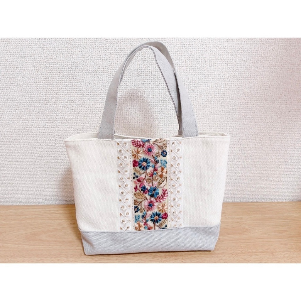 Sサイズバッグ　インド刺繍リボン　3（ハンドメイド）
