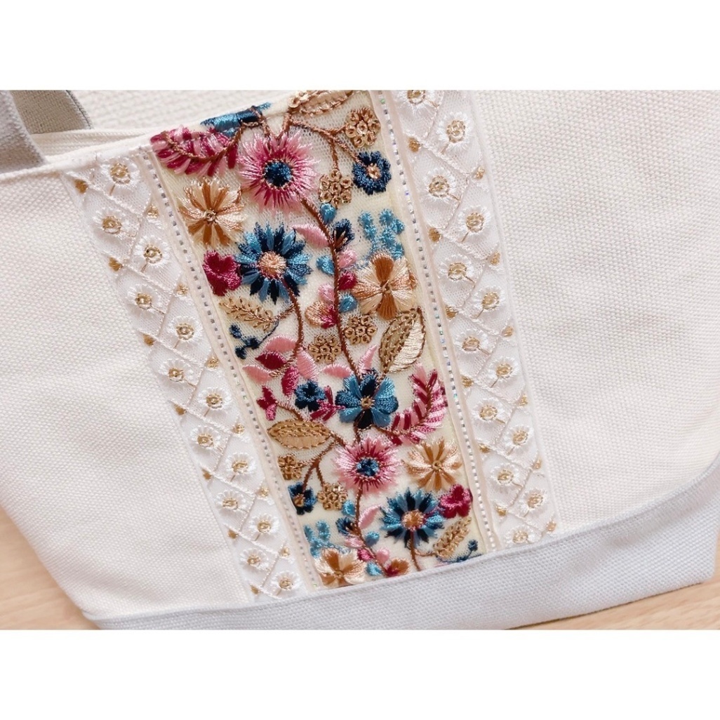 Sサイズバッグ　インド刺繍リボン　3（ハンドメイド）