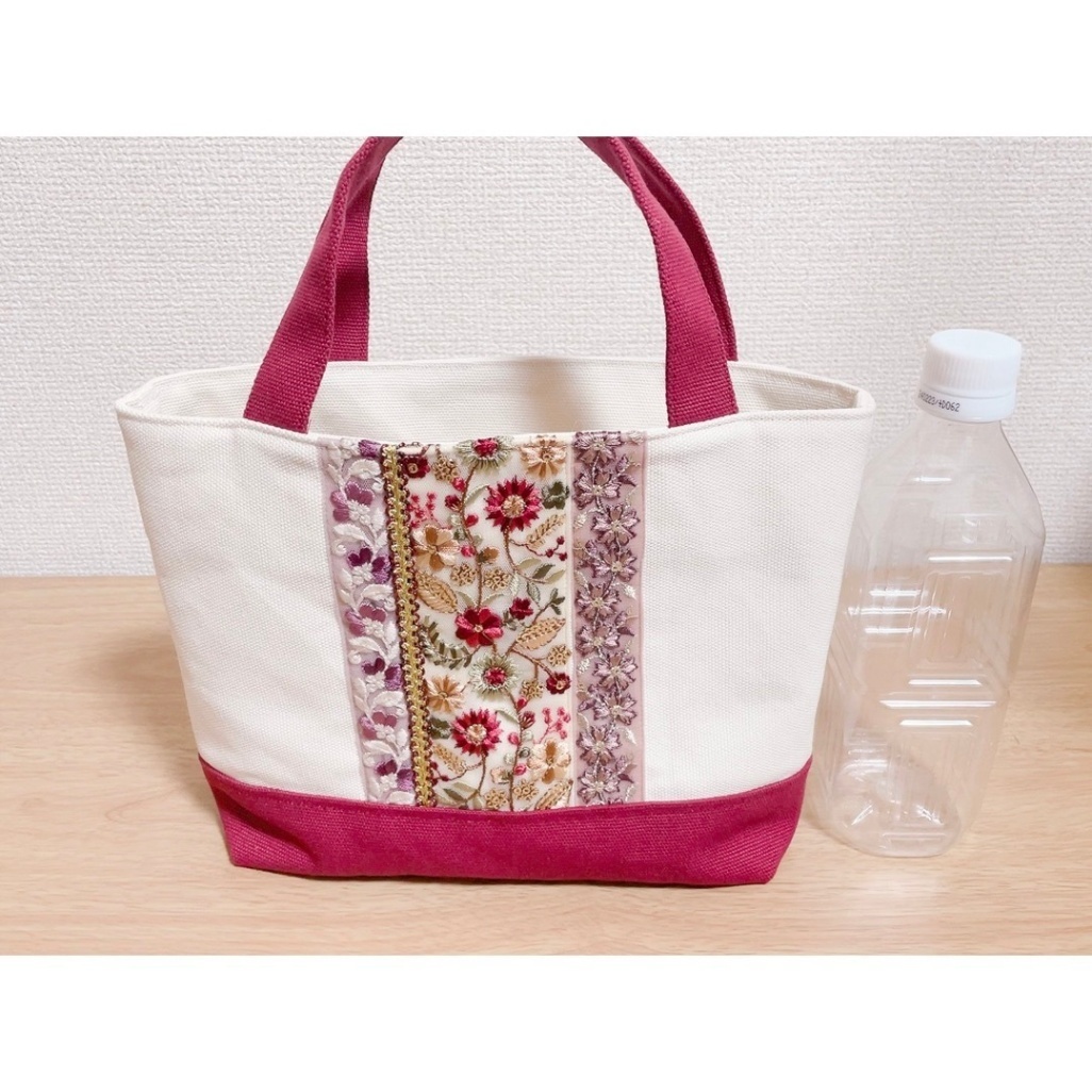 Sサイズバッグ　インド刺繍リボン　1（ハンドメイド）