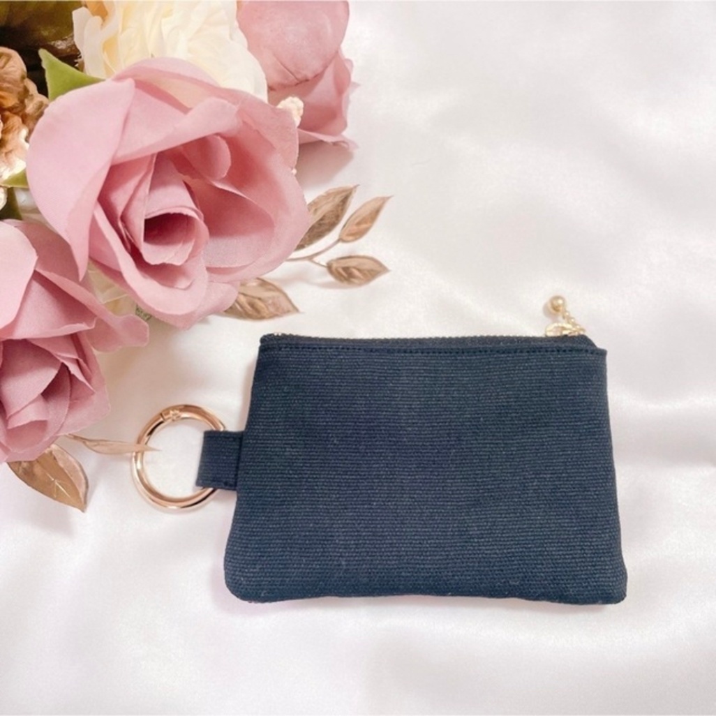 10cmファスナーポーチ　インド刺繍リボン　カラビナ付き（ハンドメイド）