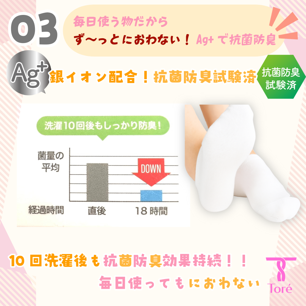 Toré 銀イオン 抗菌 消臭 レディース くるぶしソックス 23-25cm 6足 黒