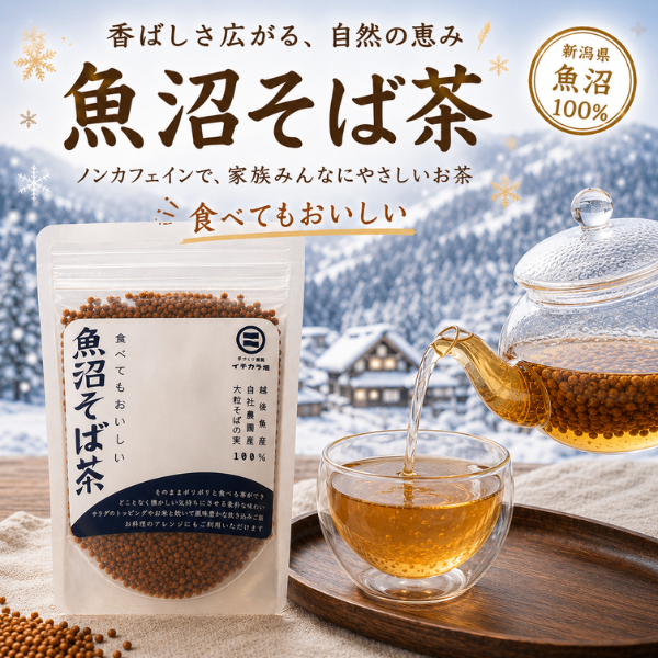 新潟県産 有機そばの実 そば茶 越後魚沼 大粒そばの実 ルチン豊富 アイスやサラダトッピングも◎　
