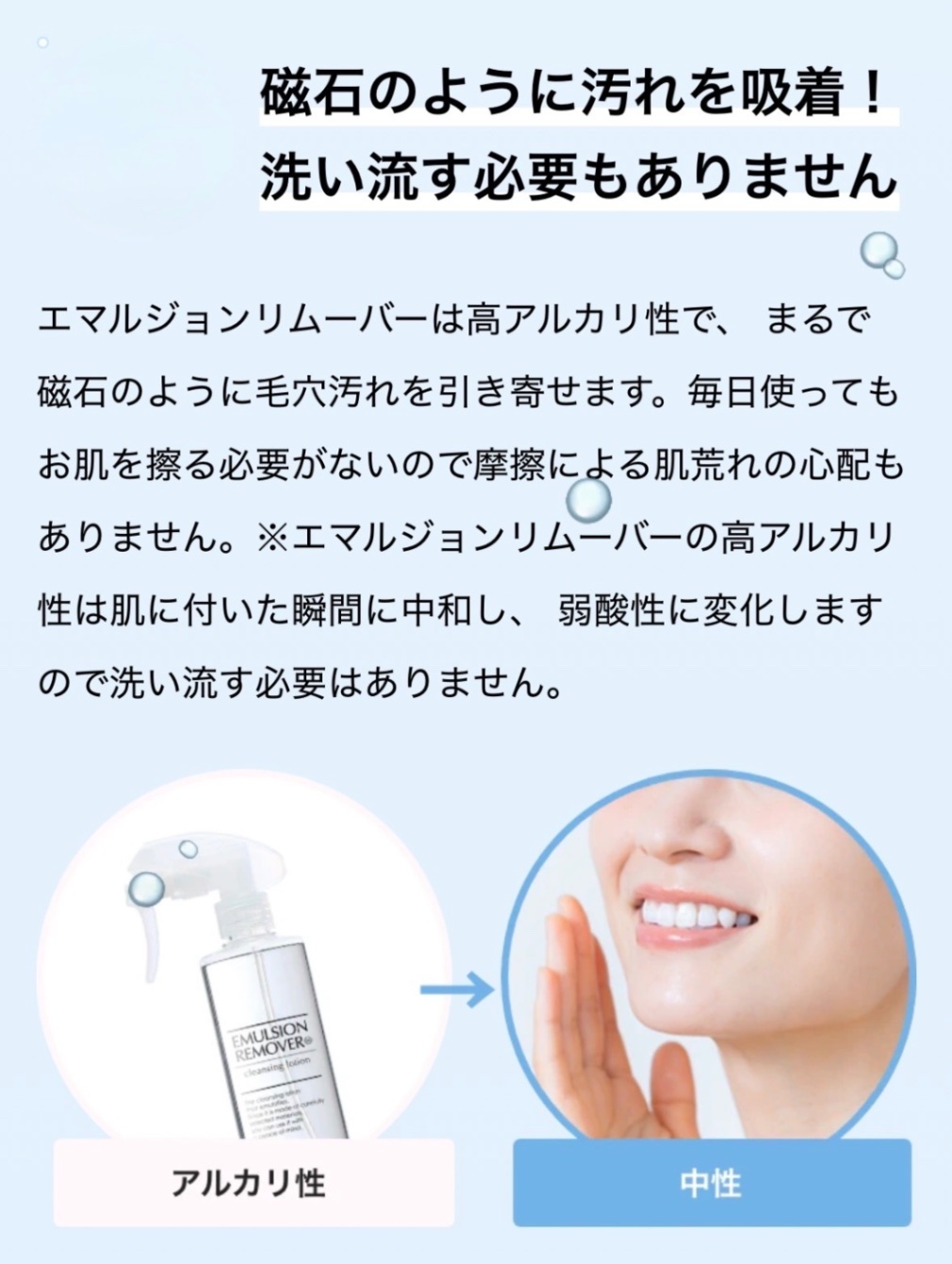 【スプレーするだけ】毛穴の黒ずみを落として陶器肌へ｜エマルジョンリムーバー300ml 無香料／ミント