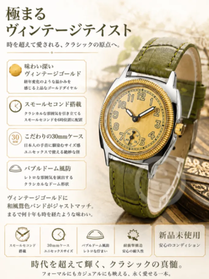 極まるヴィンテージ感【1926オイスタートリビュート/新品】スモセコ 鶯レザー
