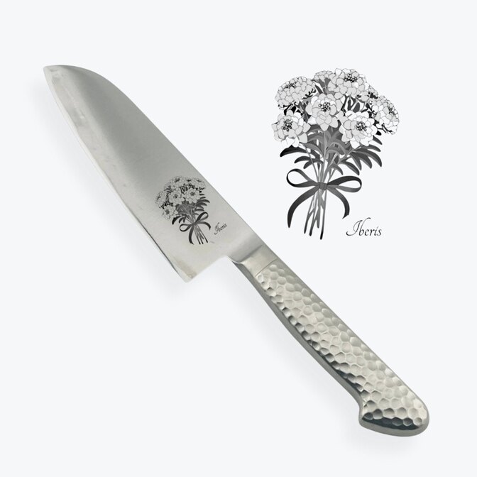 【イベリス】三徳包丁　刃渡り15.6cm　日本製　名入れ　刻印｜cherish 1st