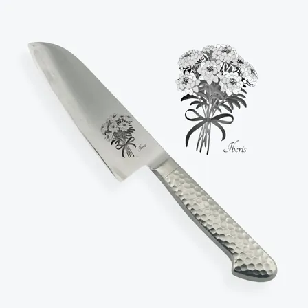 【イベリス】三徳包丁　刃渡り15.6cm　日本製　名入れ　刻印　手研ぎ