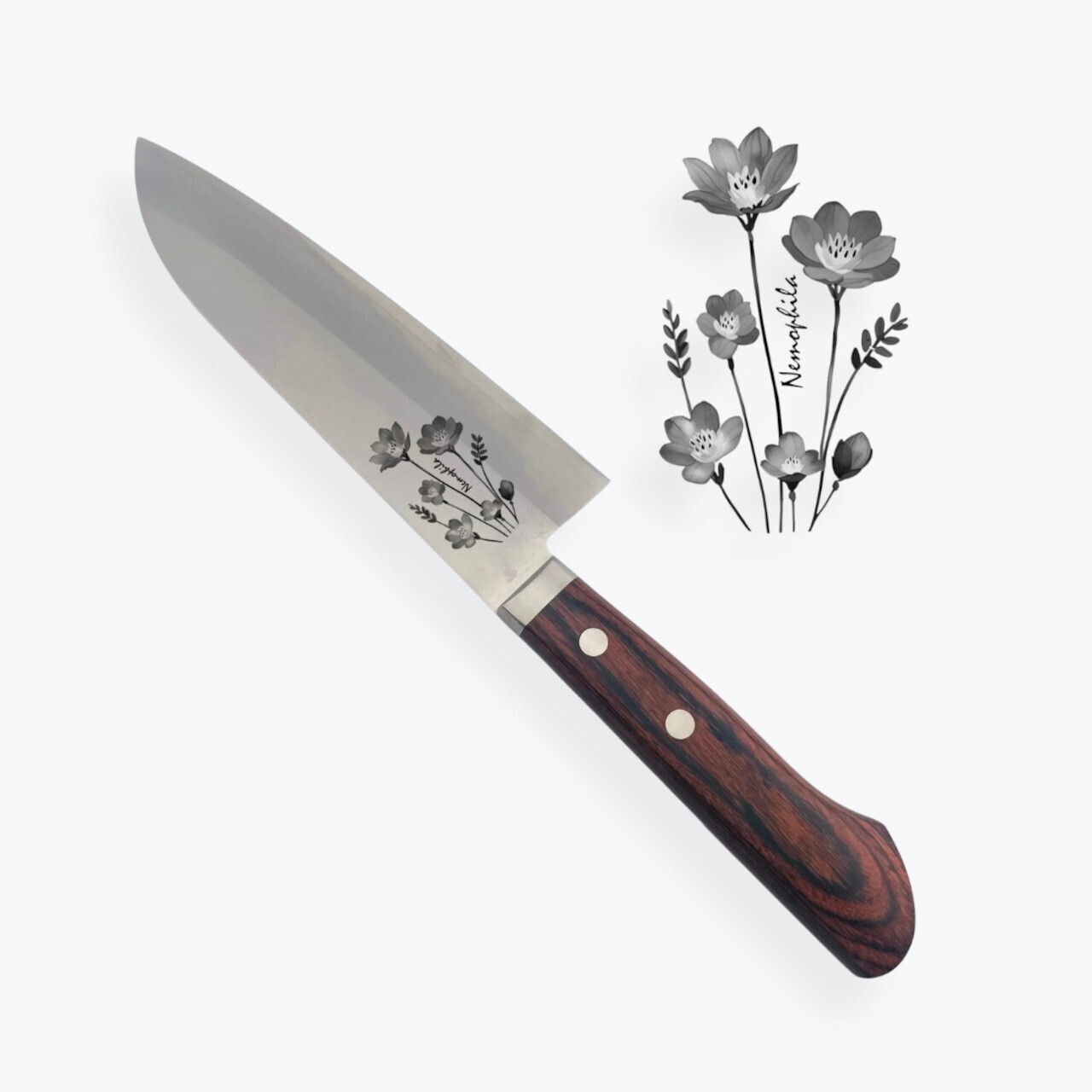 【ネモフィラ】三徳包丁　刃渡り16.5cm　日本製　名入れ　刻印｜cherish 1st